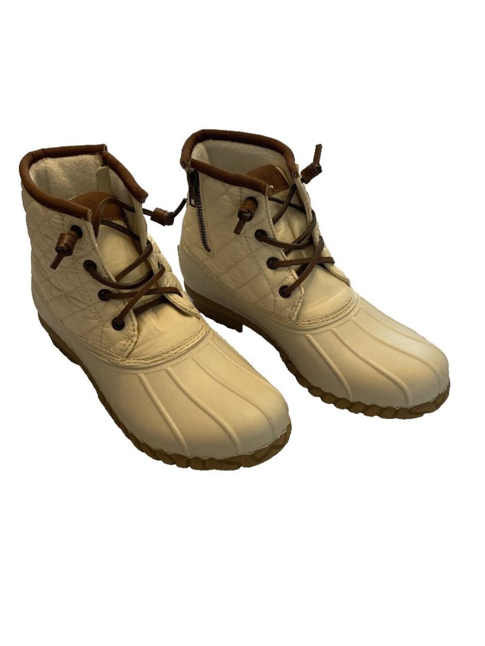 Nautica Womens Dorsay Duck Boots Cream Rubber Boots Size 8  Zip